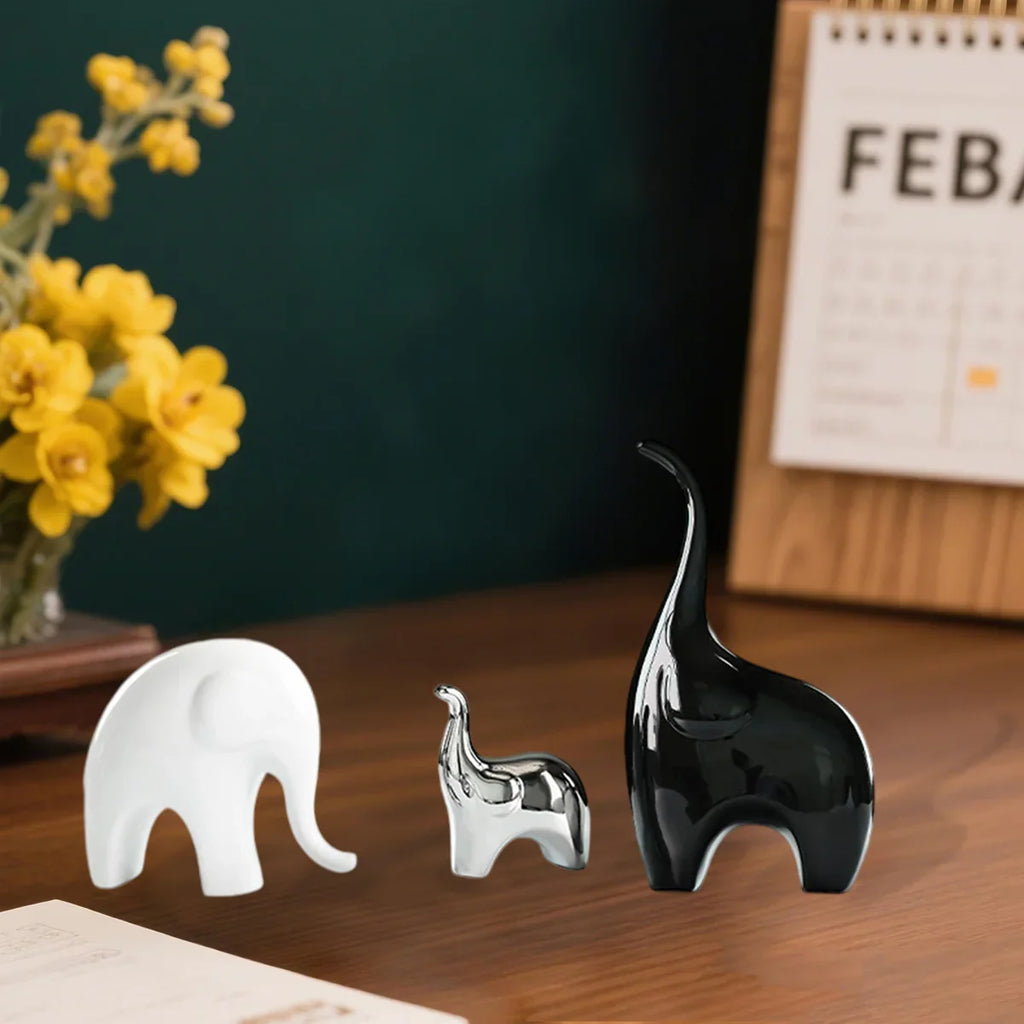 Table Centerpiece Ceramic Animal Ornaments Three Elephants Figurines Desktop Decoration for Home Bedroom Shelf, Outdoor Decoration, Home Decor, Stylish Decor, Animal Sculpture, Highquality Finish, Ceramic Figurines, Decorativ House Of Avana
