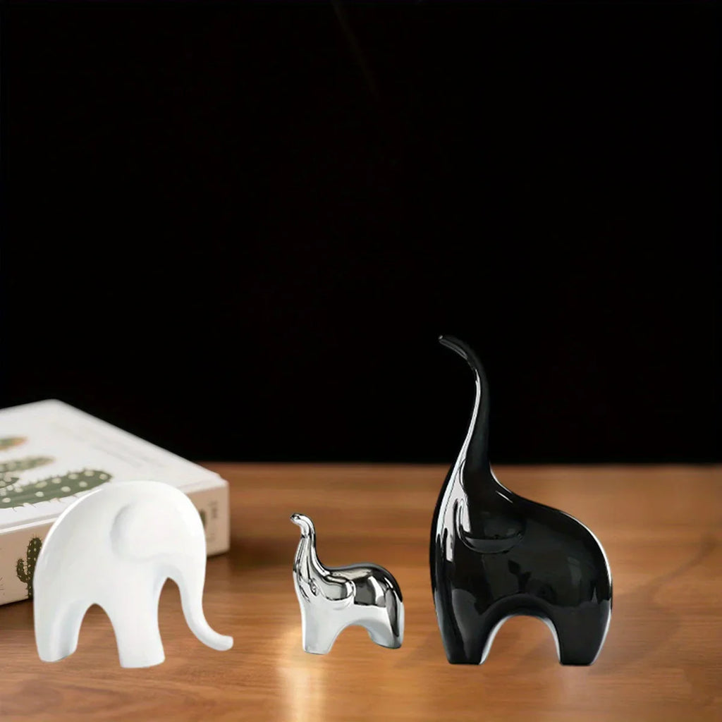 Table Centerpiece Ceramic Animal Ornaments Three Elephants Figurines Desktop Decoration for Home Bedroom Shelf, Outdoor Decoration, Home Decor, Stylish Decor, Animal Sculpture, Highquality Finish, Ceramic Figurines, Decorativ House Of Avana