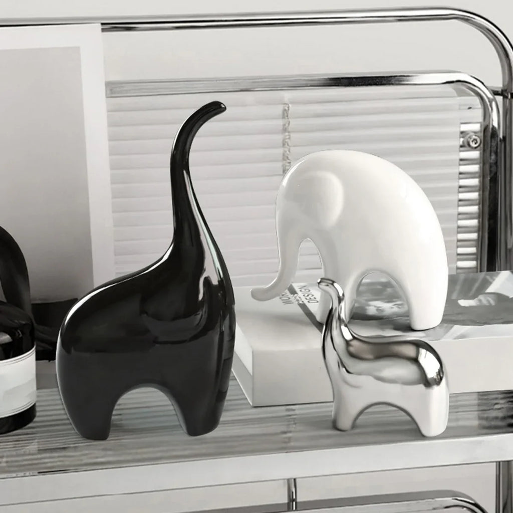 Table Centerpiece Ceramic Animal Ornaments Three Elephants Figurines Desktop Decoration for Home Bedroom Shelf, Outdoor Decoration, Home Decor, Stylish Decor, Animal Sculpture, Highquality Finish, Ceramic Figurines, Decorativ House Of Avana