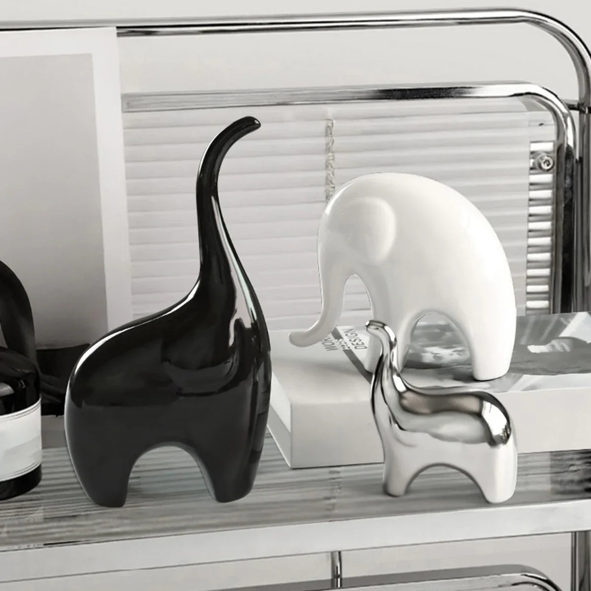 Table Centerpiece Ceramic Animal Ornaments Three Elephants Figurines Desktop Decoration for Home Bedroom Shelf, Outdoor Decoration, Home Decor, Stylish Decor, Animal Sculpture, Highquality Finish, Ceramic Figurines, Decorativ House Of Avana