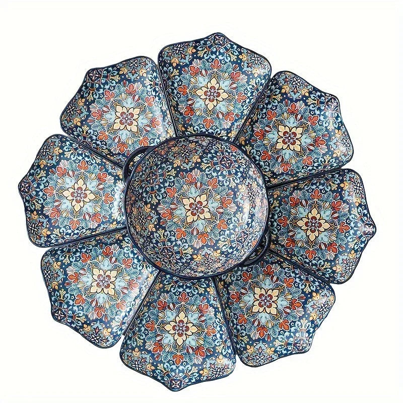 Household Dish Plates Ceramic Dishes Set Chinese New Year Round Table Dinner Plate Bohemian Reunion... - House Of Avana