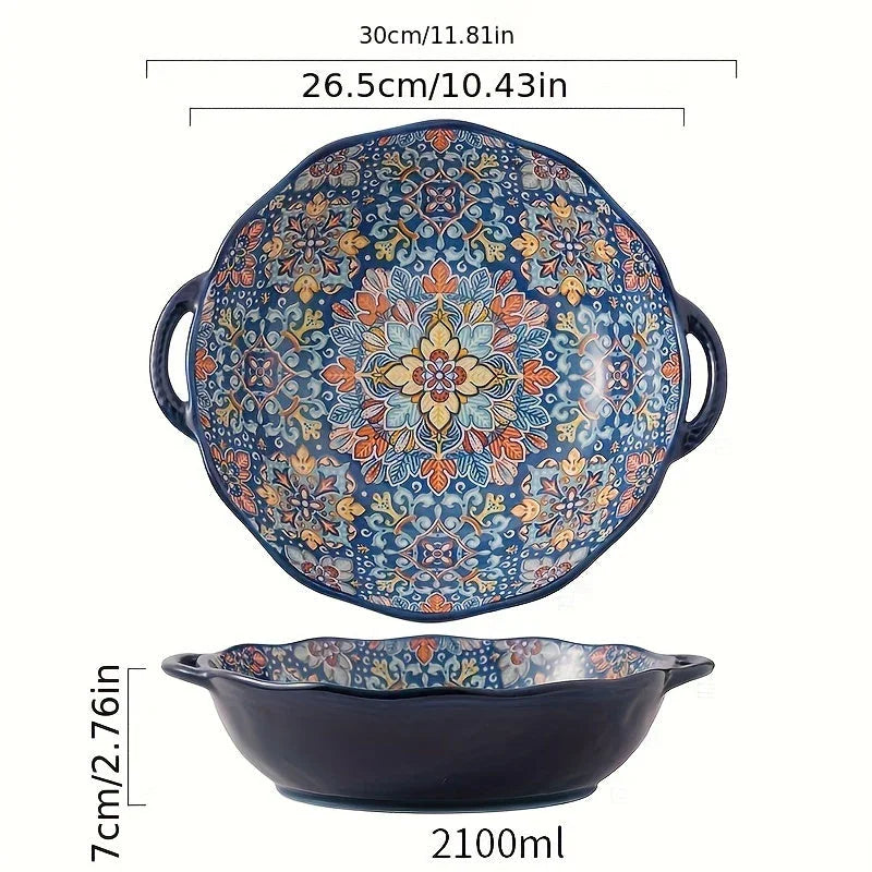 Household Dish Plates Ceramic Dishes Set Chinese New Year Round Table Dinner Plate Bohemian Reunion... - House Of Avana