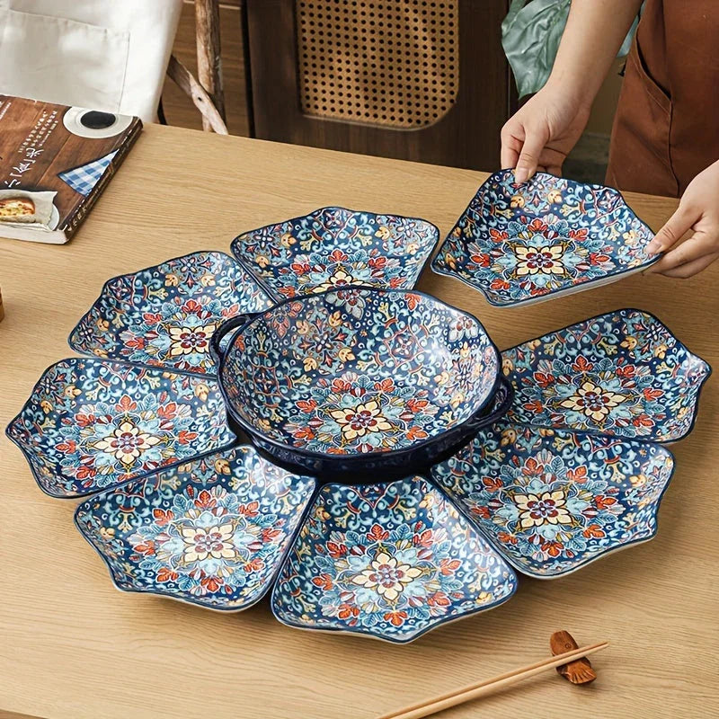 Household Dish Plates Ceramic Dishes Set Chinese New Year Round Table Dinner Plate Bohemian Reunion... - House Of Avana