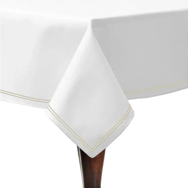 Double Embroidery Border Cotton Sateen Solid Table Cloth - House Of Avana