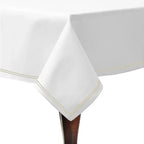 Double Embroidery Border Cotton Sateen Solid Table Cloth - House Of Avana