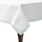 Double Embroidery Border Cotton Sateen Solid Table Cloth - House Of Avana