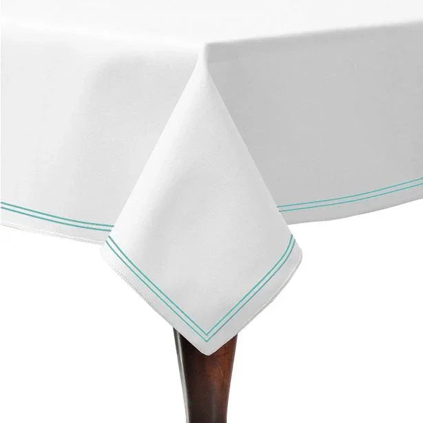 Double Embroidery Border Cotton Sateen Solid Table Cloth - House Of Avana