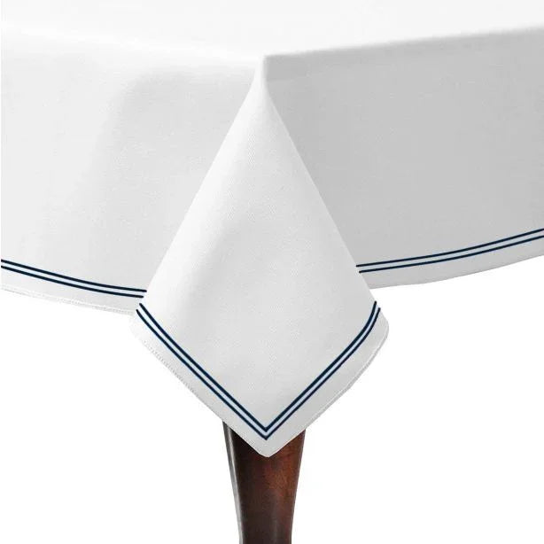Double Embroidery Border Cotton Sateen Solid Table Cloth - House Of Avana
