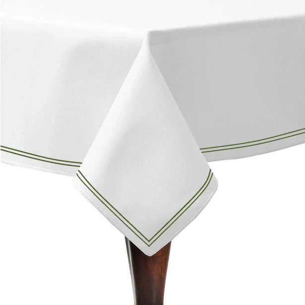Double Embroidery Border Cotton Sateen Solid Table Cloth - House Of Avana