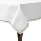 Double Embroidery Border Cotton Sateen Solid Table Cloth - House Of Avana