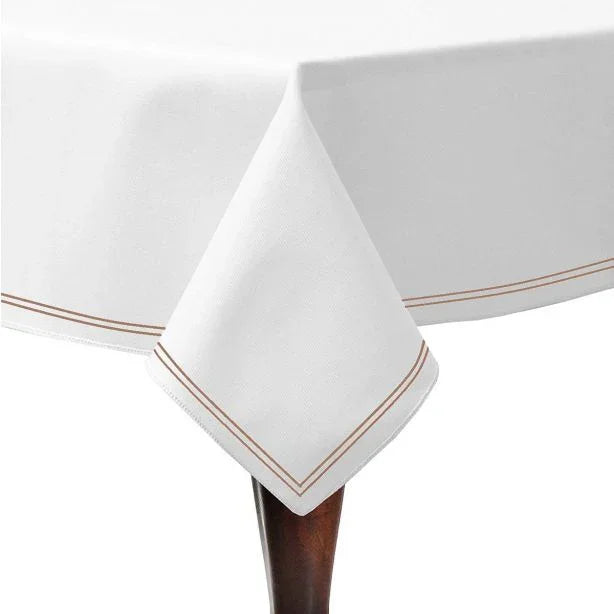 Double Embroidery Border Cotton Sateen Solid Table Cloth - House Of Avana