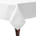 Double Embroidery Border Cotton Sateen Solid Table Cloth - House Of Avana