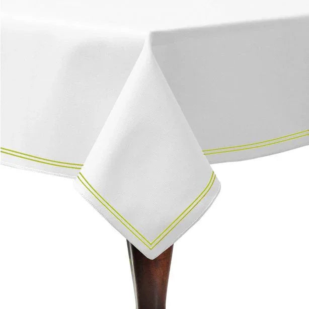 Double Embroidery Border Cotton Sateen Solid Table Cloth - House Of Avana