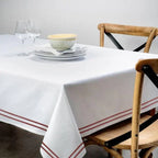 Double Embroidery Border Cotton Sateen Solid Table Cloth - House Of Avana