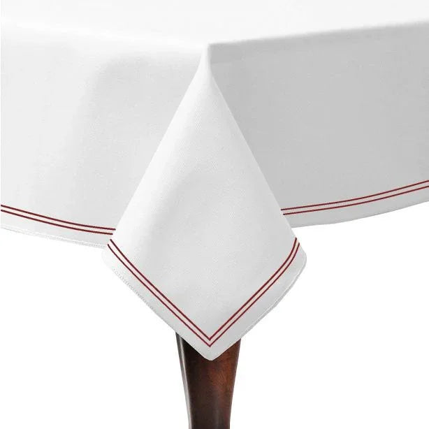 Double Embroidery Border Cotton Sateen Solid Table Cloth - House Of Avana