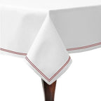 Double Embroidery Border Cotton Sateen Solid Table Cloth - House Of Avana
