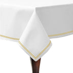 Double Embroidery Border Cotton Sateen Solid Table Cloth - House Of Avana