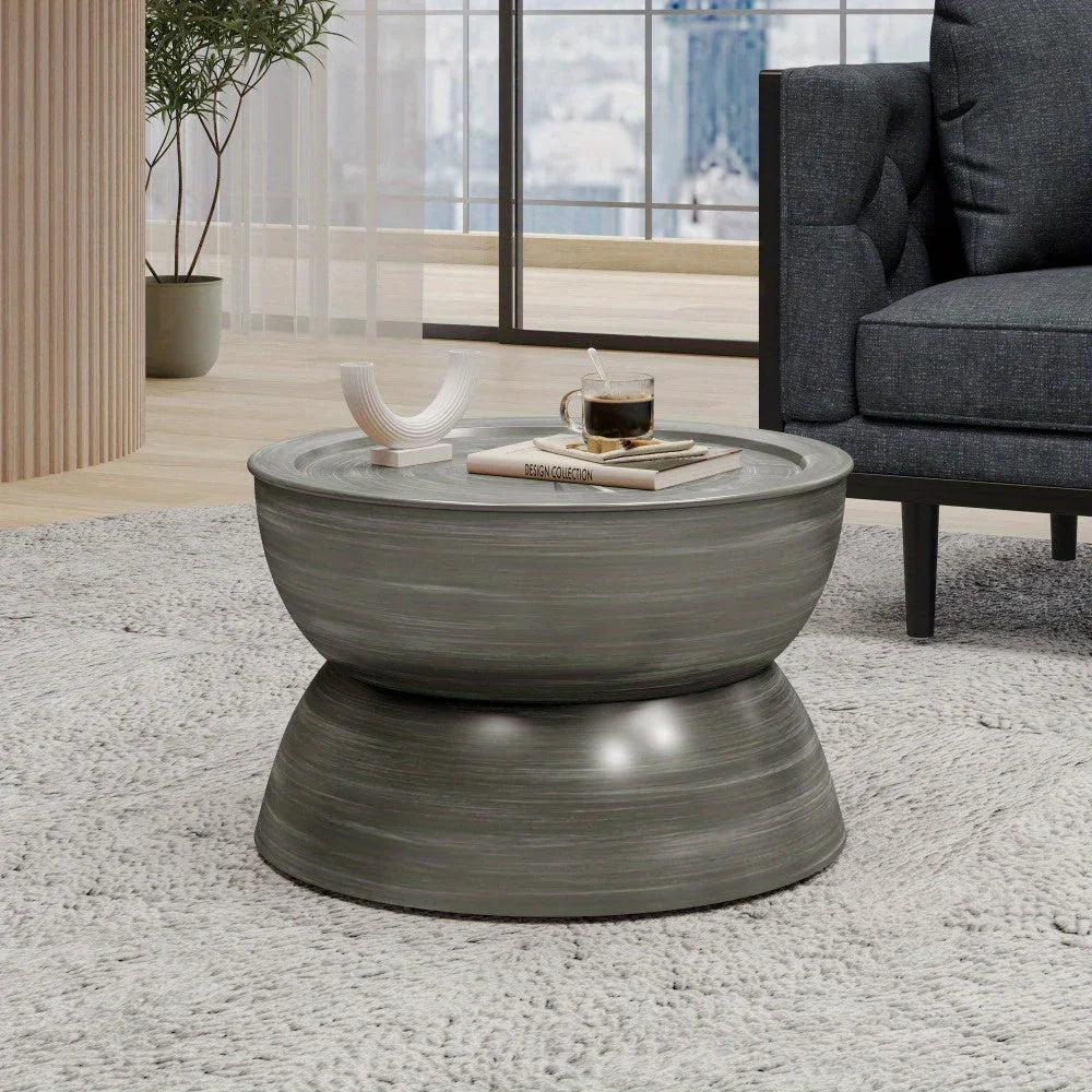 Contemporary Metal Hammered Coffee Table - Heavy-duty No Assembly Required, Smooth Surface & Timer... - House Of Avana