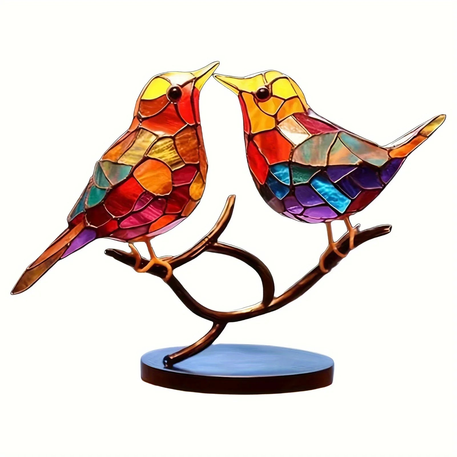 2d Stained Birds-on-branch Household Metal Table Decor Home Ornaments, lifestyle image - House Of Avana