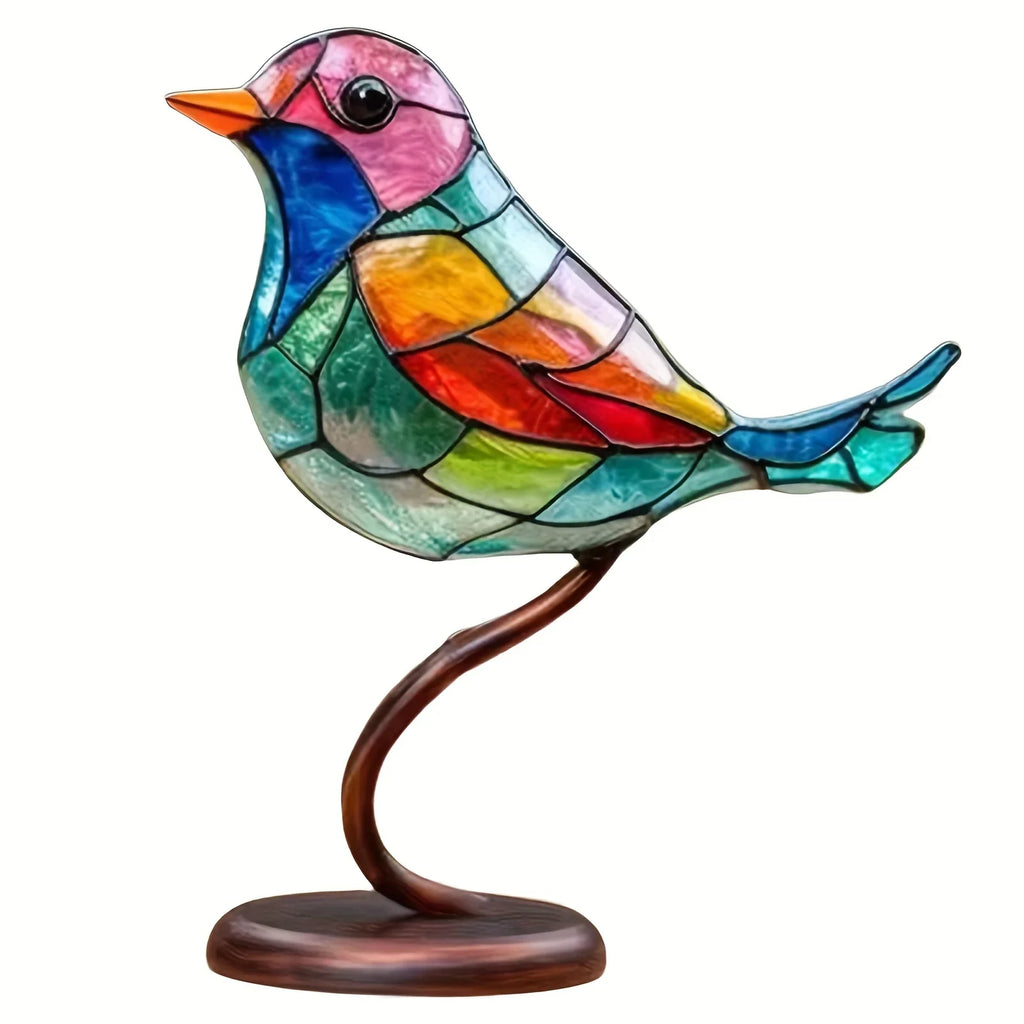 2d Stained Birds-on-branch Household Metal Table Decor Home Ornaments, side view - House Of Avana