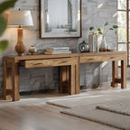 63" Console Table, Farmhouse Entryway Table with H-shaped Legs and Drawers, Hallway Display Table - House Of Avana