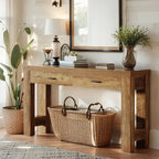 63" Console Table, Farmhouse Entryway Table with H-shaped Legs and Drawers, Hallway Display Table - House Of Avana