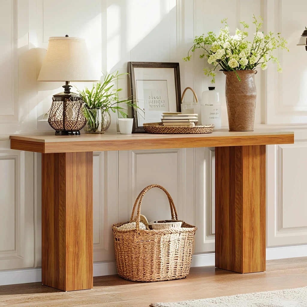 62, 9" Modern Entryway Table - Narrow Console Table with Engineered Wood Top & Metal Frame, 27" Height,... - House Of Avana