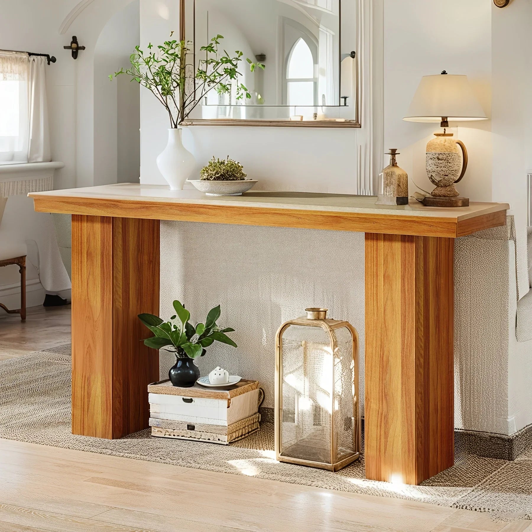 62, 9" Modern Entryway Table - Narrow Console Table with Engineered Wood Top & Metal Frame, 27" Height,... - House Of Avana