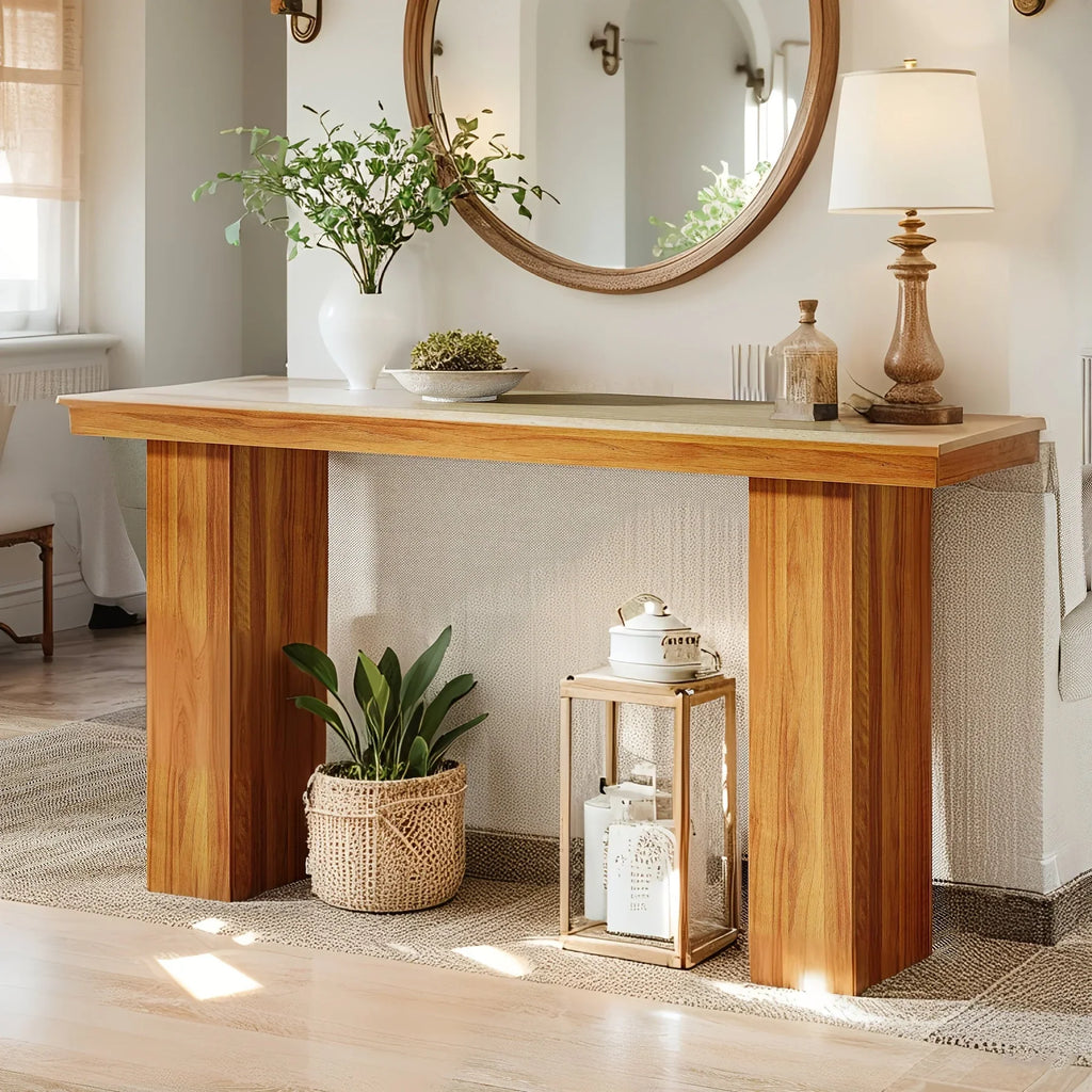 62, 9" Modern Entryway Table - Narrow Console Table with Engineered Wood Top & Metal Frame, 27" Height,... - House Of Avana