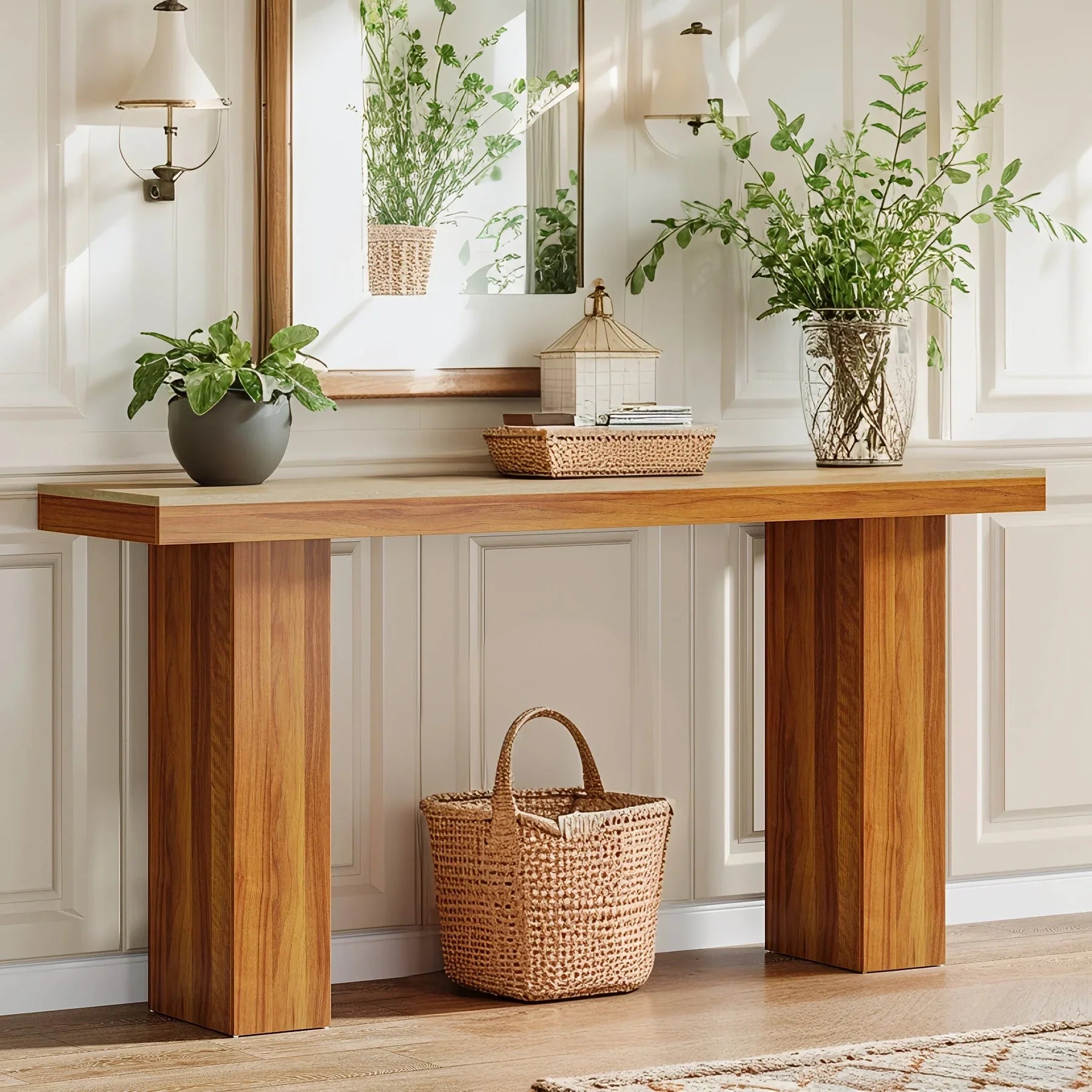 62, 9" Modern Entryway Table - Narrow Console Table with Engineered Wood Top & Metal Frame, 27" Height,... - House Of Avana