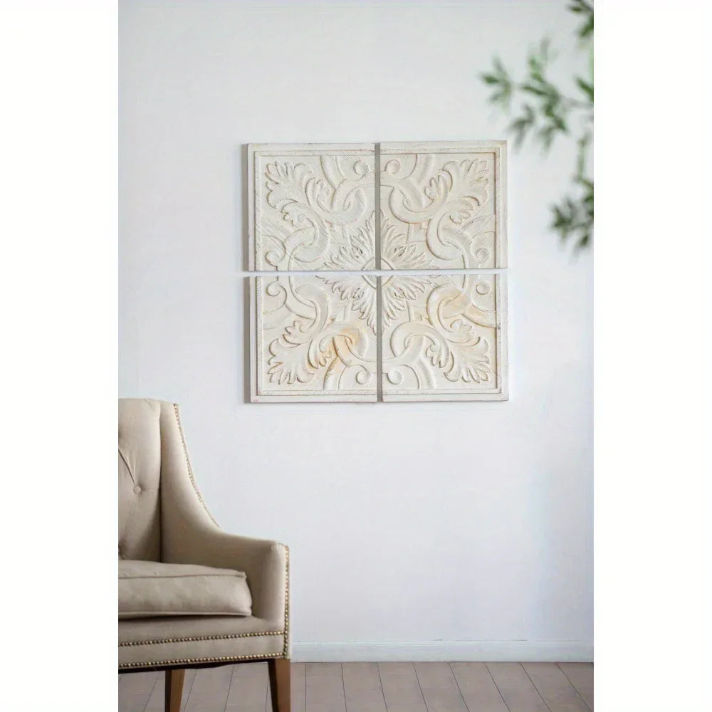 Vintage Distressed Square Wall Panel, 17.5x17.5 inches, Unique Home Decor Accent - House Of Avana