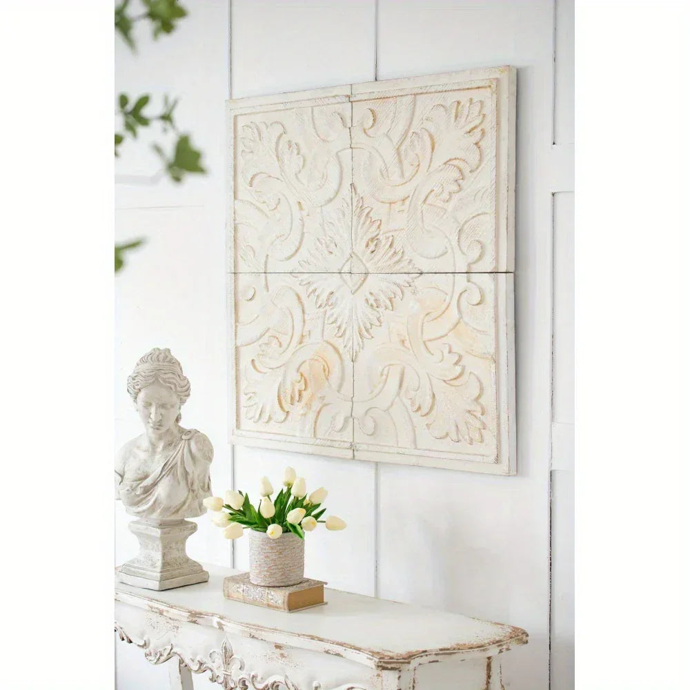 Vintage Distressed Square Wall Panel, 17.5x17.5 inches, Unique Home Decor Accent - House Of Avana
