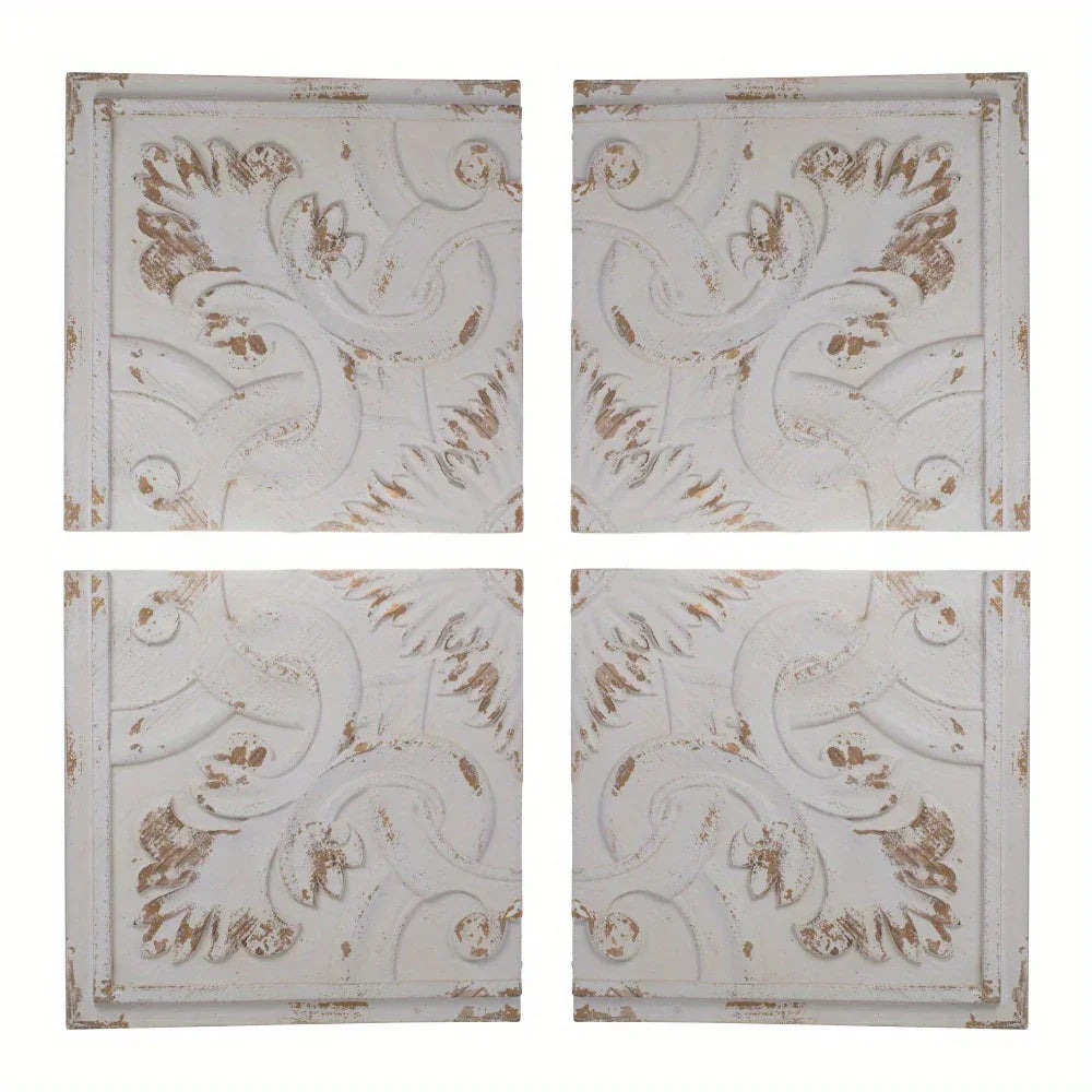 Vintage Distressed Square Wall Panel, 17.5x17.5 inches, Unique Home Decor Accent - House Of Avana