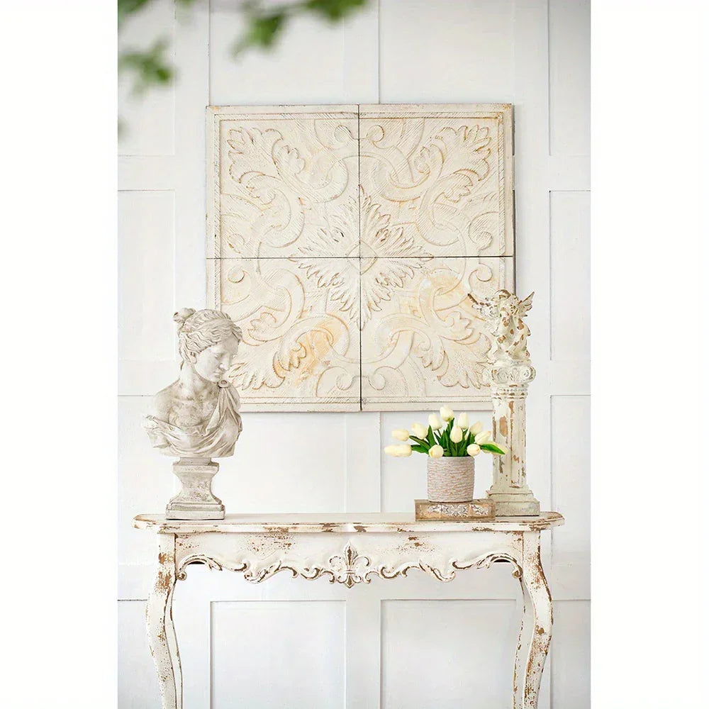 Vintage Distressed Square Wall Panel, 17.5x17.5 inches, Unique Home Decor Accent - House Of Avana