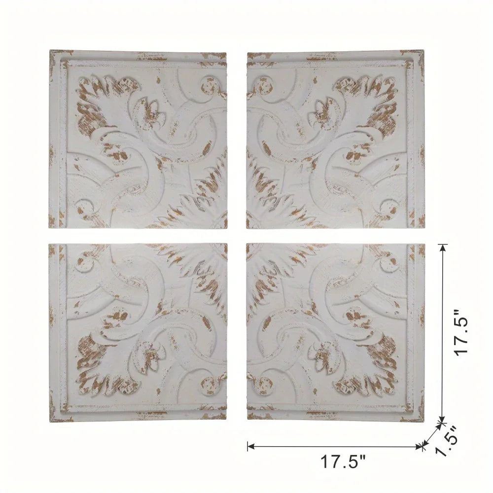 Vintage Distressed Square Wall Panel, 17.5x17.5 inches, Unique Home Decor Accent - House Of Avana