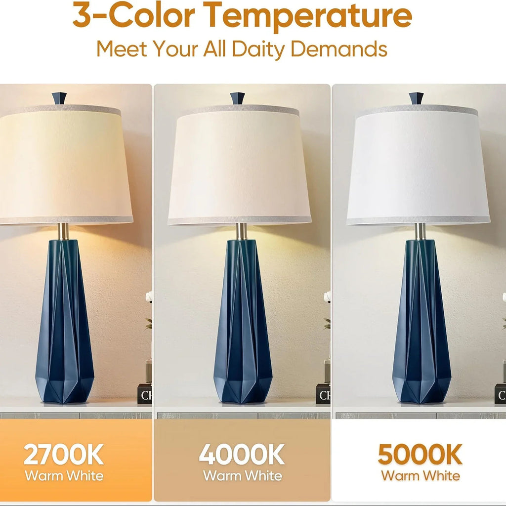 3 Color Temperature Table Lamps Set of 2, 27'' Navy Blue Modern Table Lamp for Living Room, Beside Lamp... - House Of Avana [[SKU:HOA-LMP-003]]
