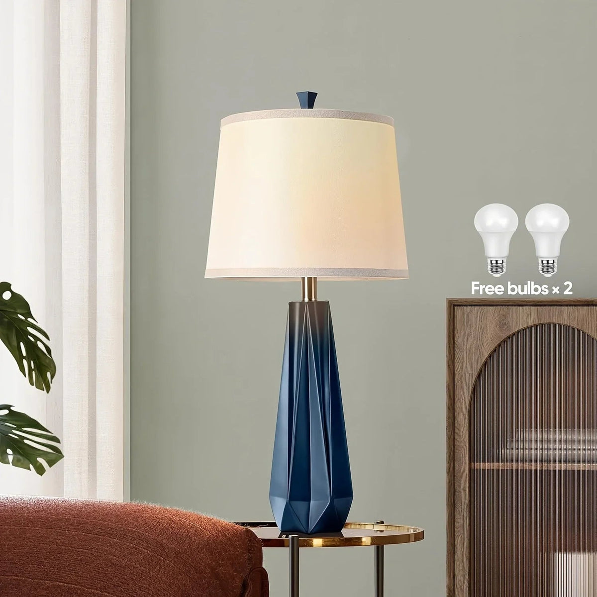 3 Color Temperature Table Lamps Set of 2, 27'' Navy Blue Modern Table Lamp for Living Room, Beside Lamp... - House Of Avana [[SKU:HOA-LMP-003]]