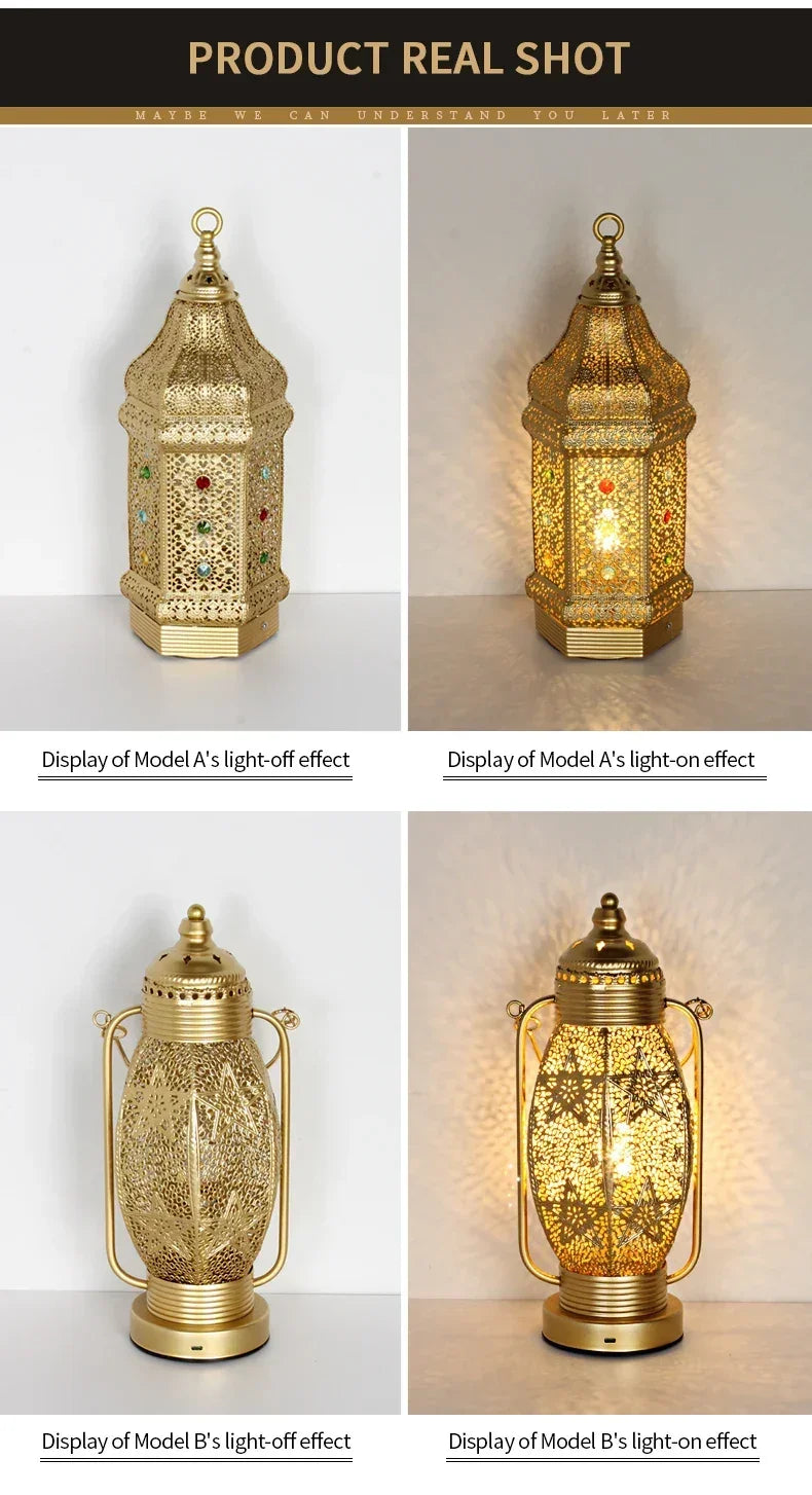 Table Lamp - Portable Iron Art Metal Long