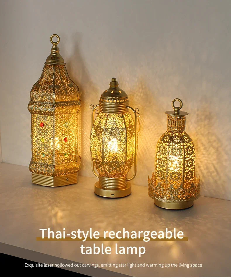 Table Lamp - Portable Iron Art Metal Long