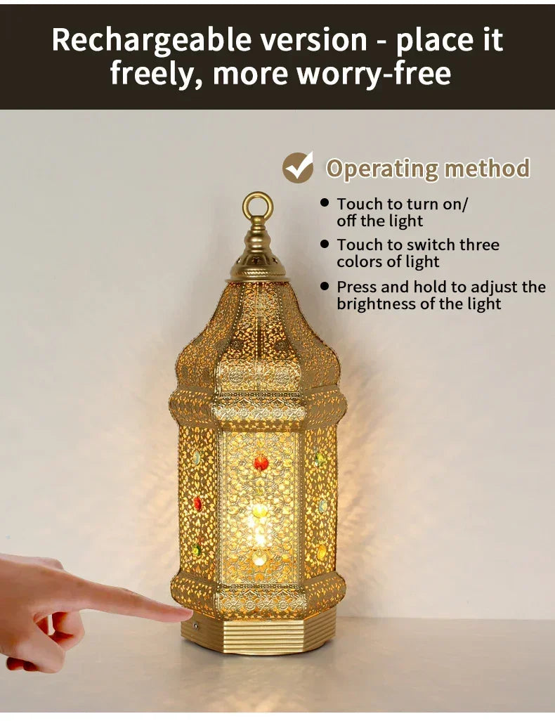 Table Lamp - Portable Iron Art Metal Long