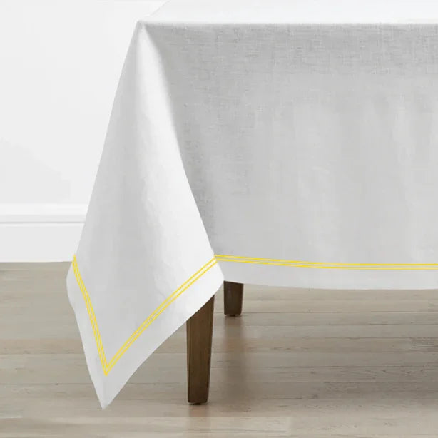 Double Embroidery Border Linen Table Cloth - House Of Avana