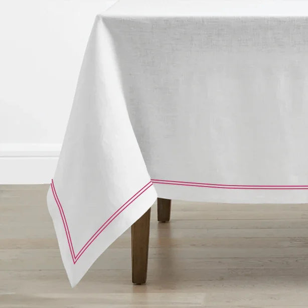 Double Embroidery Border Linen Table Cloth - House Of Avana