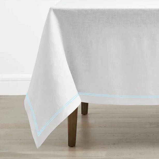 Double Embroidery Border Linen Table Cloth - House Of Avana
