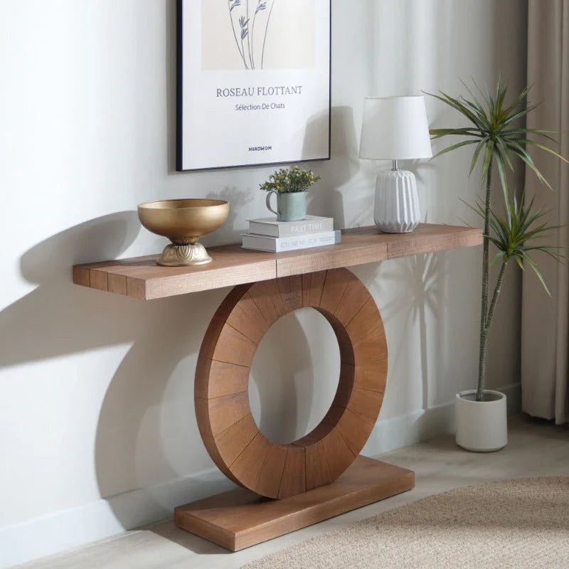 53.2 Inches Modern Minimalist Console Table with Circular Base, an Elegant Decorative Accent for... - House Of Avana