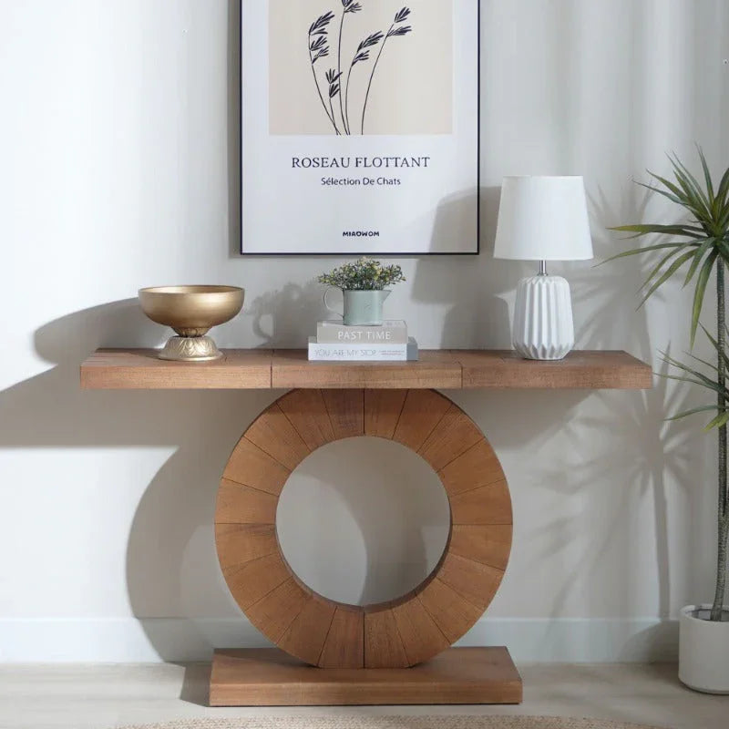 53.2 Inches Modern Minimalist Console Table with Circular Base, an Elegant Decorative Accent for... - House Of Avana
