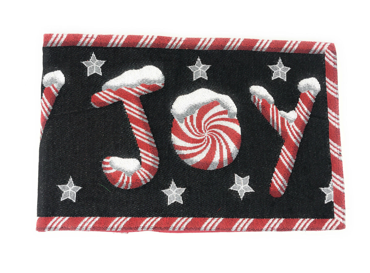 DaDa Bedding Peppermint Joy Red Black Holiday Tapestry Dining Table Runner (12904)