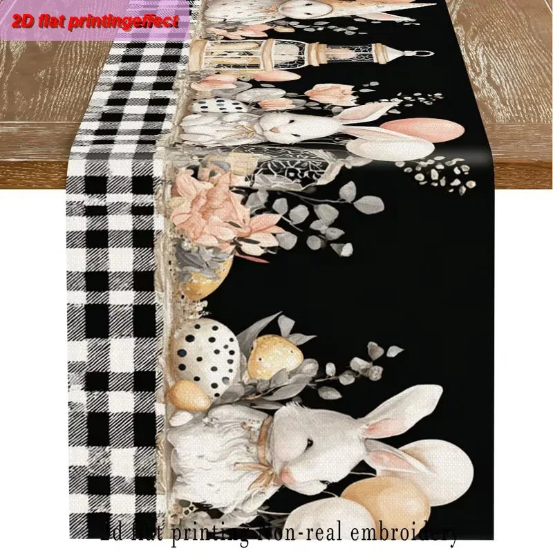 Table Runner - Easter Theme Black White 33x36