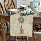 Table Runner - Tassel Printed Blue White