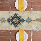 Table Runner - Tassel Printed Blue White