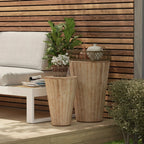 Farmhouse Nesting Barrel Side Table, Rustic Space Saving Storage End Table Set, Natural Distressed Finish - House Of Avana